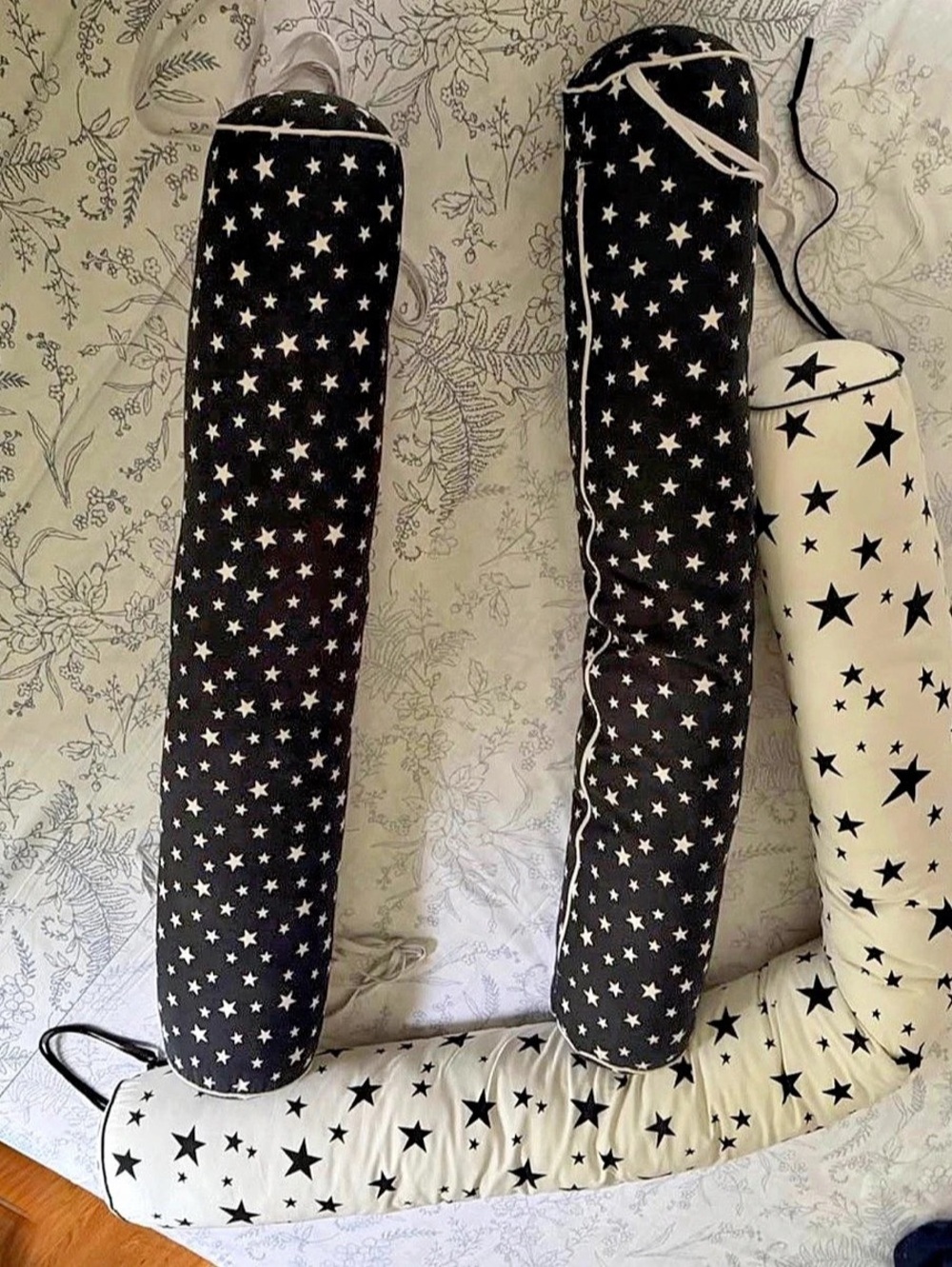 Custom Made in Poland Star Bed Bumpers Set of 3 Black & White